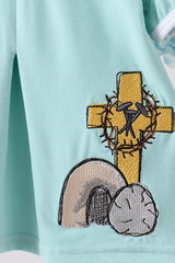 Blue he is risen embroidery bloomer set