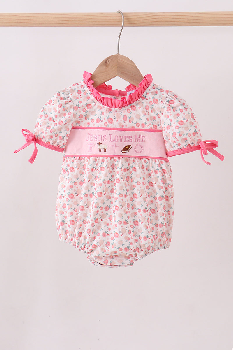 Pink jesus loves me embroidery bubble