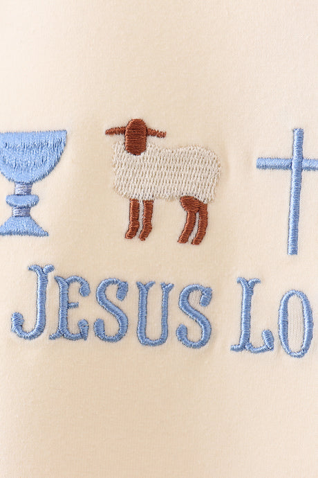 Jesus loves me embroidery shorts set