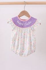 Purple floral happy easter embroidery bubble