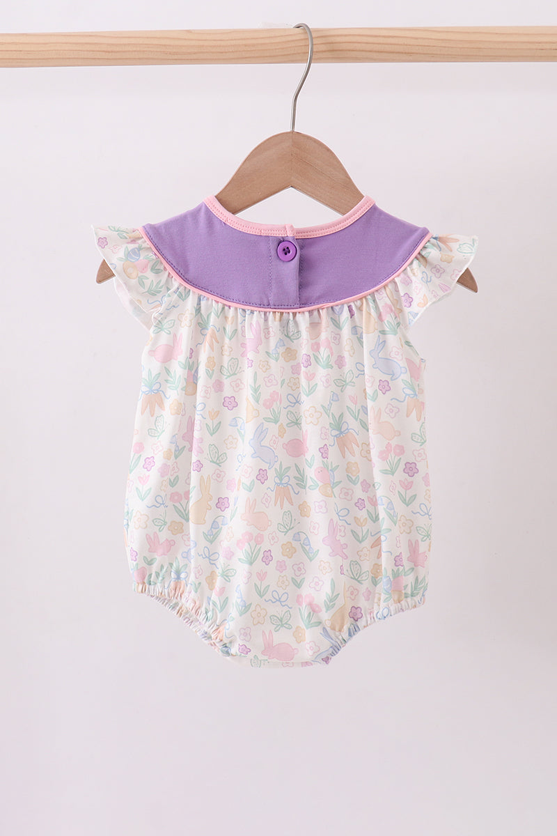 Purple floral happy easter embroidery bubble