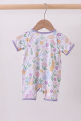 Purple floral print romper