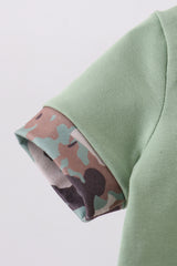 Green camoflage cross applique romper