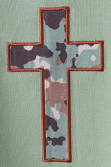 Green camoflage cross applique shorts set