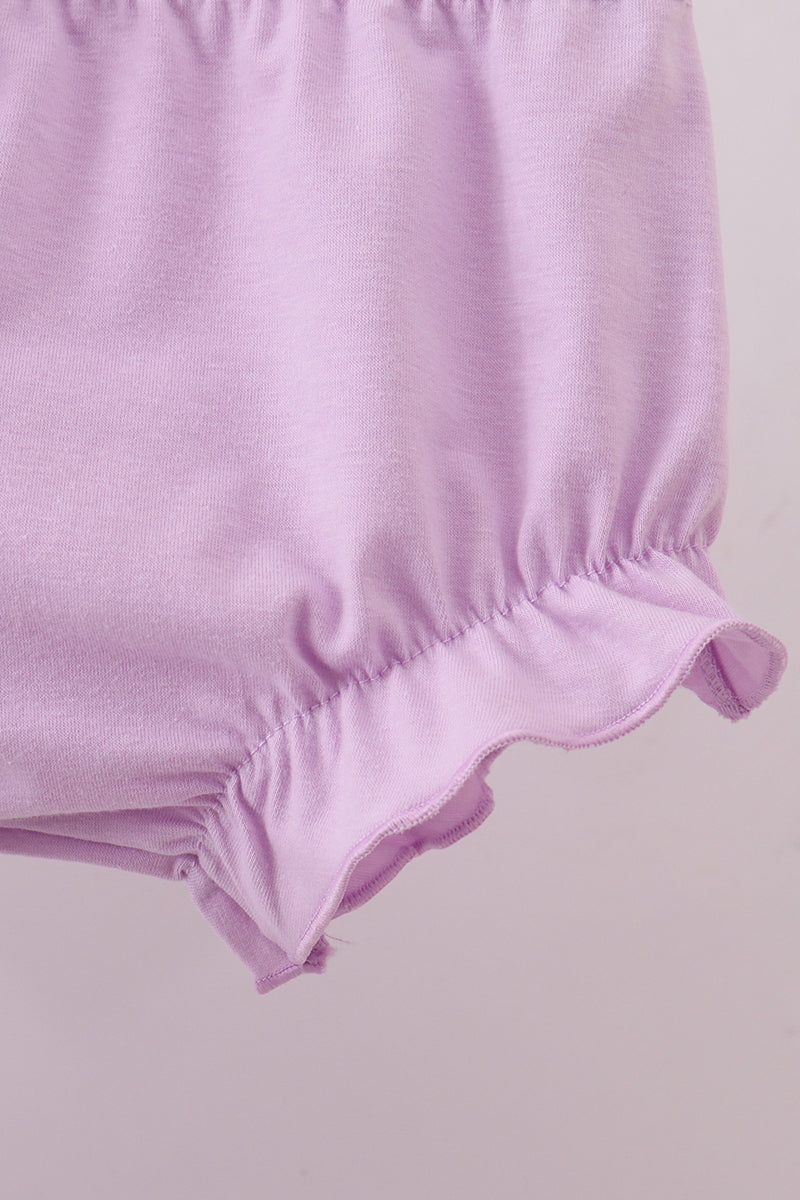 Purple floral smocked ruffle bloomer set