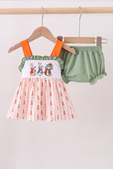 Bunny embroidery ruffle bloomer set