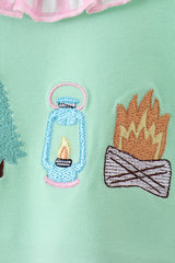 Green camper embroidery ruffle bubble