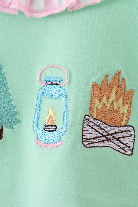 Green camper embroidery ruffle bubble