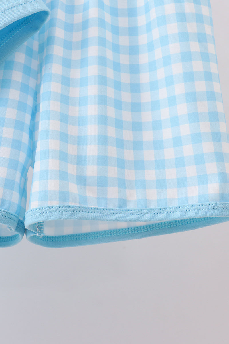 Blue I love DADDY smocked shorts set