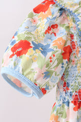 Floral smocked ruffle bloomer set