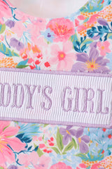 Purple floral daddy's girl smocked ruffle bloomer set