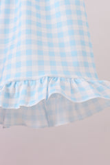 Red farm smocked gingham ruffle shorts set