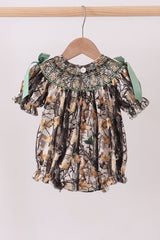 Camouflage smocked bow bubble