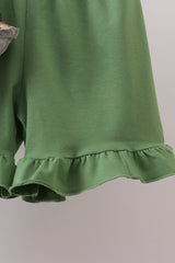 Camouflage smocked bow ruffle shorts set