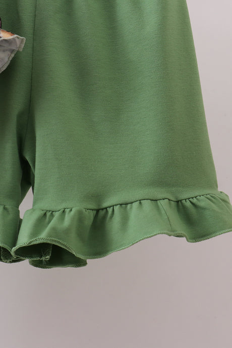 Camouflage smocked bow ruffle shorts set