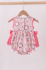Pink baseball smocked ruffle bubble