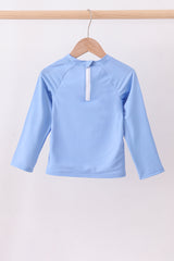 Blue long sleeve swim top