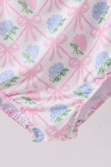Blue bow floral women swimsuit