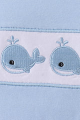 Blue Whale Embroidered Shorts Set