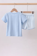 Blue Whale Embroidered Shorts Set