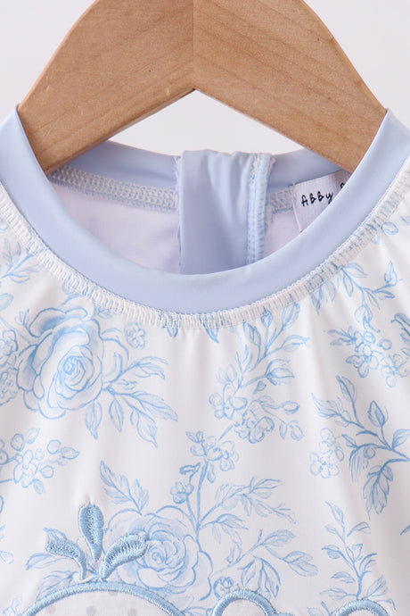 Blue whale applique rashguard