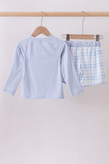 Blue whale applique 2pc swimsuit