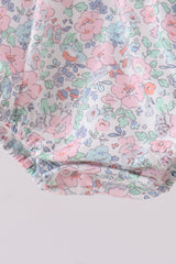 Green Floral Smocked Bubble