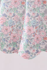 Green floral smocked ruffle shorts set