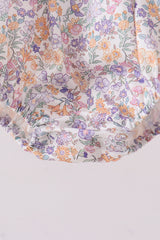 Purple floral smocked ruffle bubble