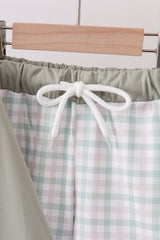 Sage plaid rashguard swimsuit