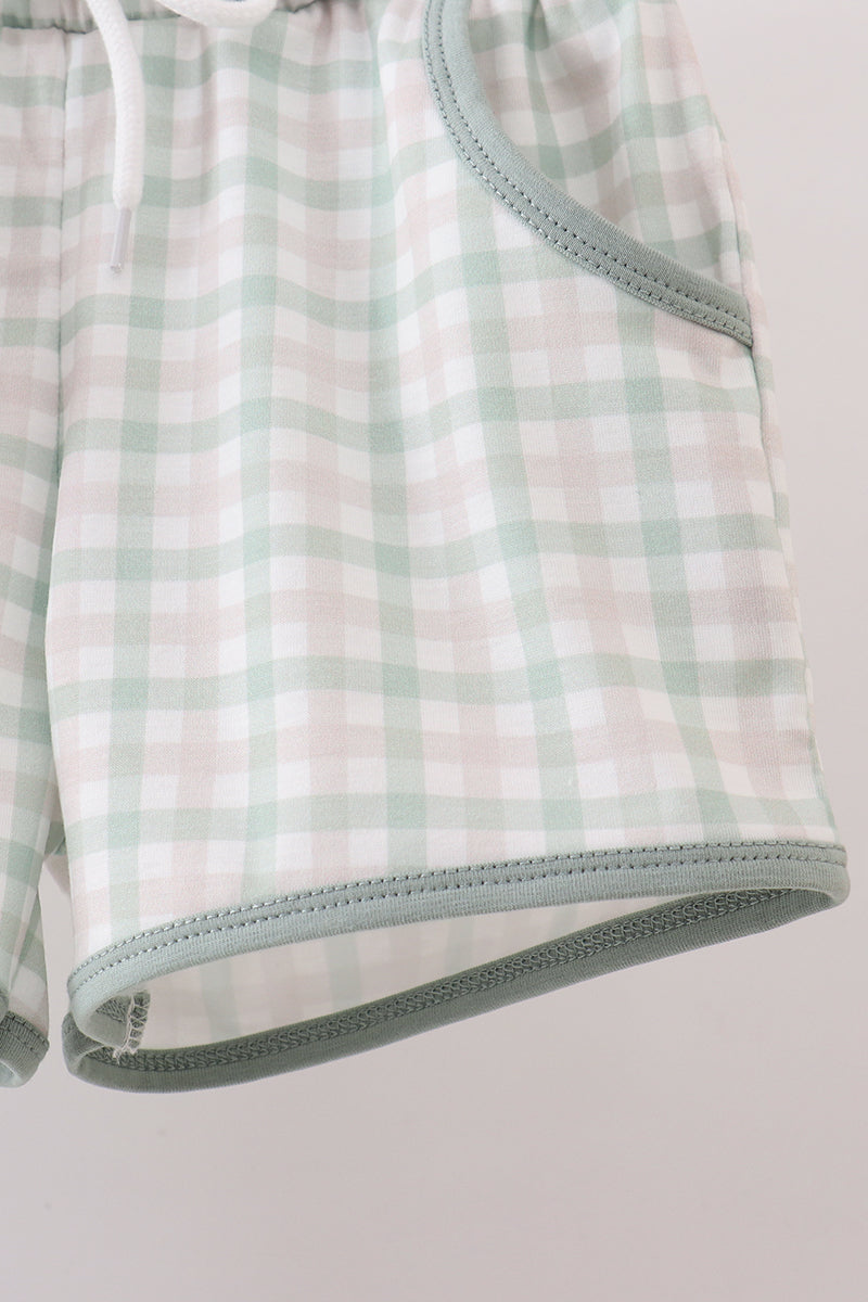 Sage plaid shorts set