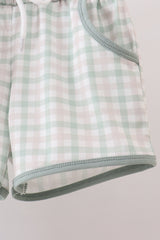 Sage plaid shorts set