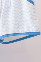 Blue beach sea turtle applique swimsuit set