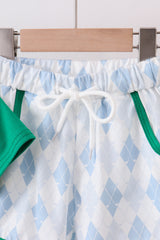 Green golf embroidery shorts set