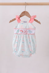 Pink shell starfish embroidery bow bubble