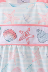 Pink shell starfish embroidery bow bubble