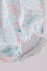 Pink shell starfish embroidery bow bubble