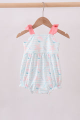 Pink shell starfish embroidery bow bubble