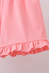 Pink shell starfish embroidery ruffle shorts set