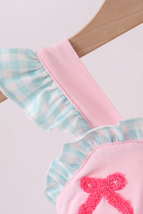 Pink bow french knot ruffle bubble