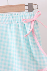 Pink bow french knot ruffle skort set