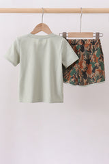 Camouflage deer antler embroidery shorts set