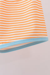 Blue marine embroidery stripe shorts set