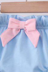 Blue shell starfish print bow bloomer set