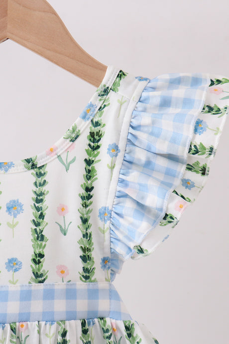 Green floral ruffle dress