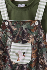 Camouflage duck embroidery overall 2pc set