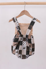 Green hunting deer embroidery checkered ruffle bubble