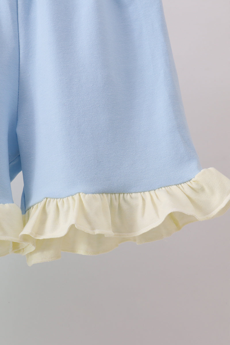Color block ruffle shorts set