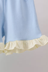 Color block ruffle shorts set