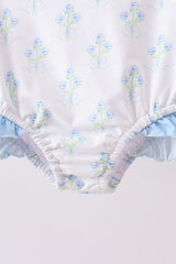 Blue I love MOM embroidery hydrangea rashgaurd